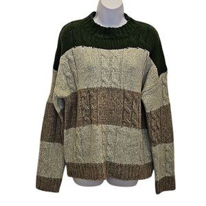 Doe & Rae Oversized Chunky Sweater Large New Colorblock Women's Comfort